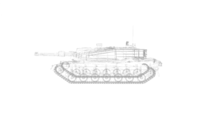 Revolving sketch of military tank.